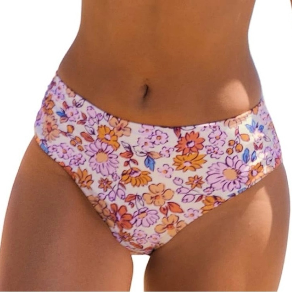 CUPSHE Mid Waisted Floral Bikini Bottom Size S NWOT
